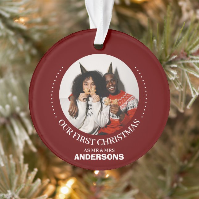 Our first Christmas Mr. and Mrs. newlywed elegant Ornament (Tree)