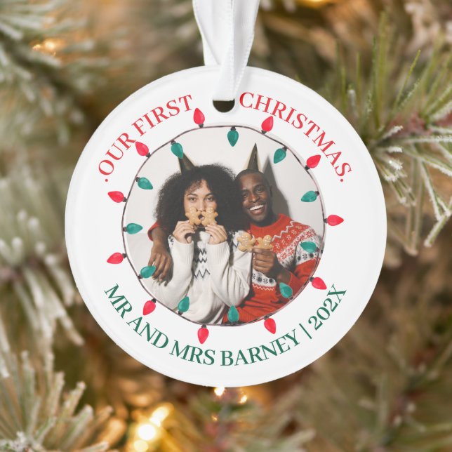 Our first Christmas Mr. and Mrs. newlywed elegant Ornament (Tree)