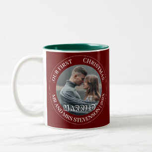 Our first Christmas Mr. and Mrs. newlywed elegant Two-Tone Coffee Mug