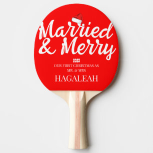 Our First Christmas Mr. and Mrs. Newlywed Merry Ping Pong Paddle