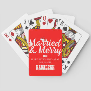Our First Christmas Mr. and Mrs. Newlywed Merry Playing Cards