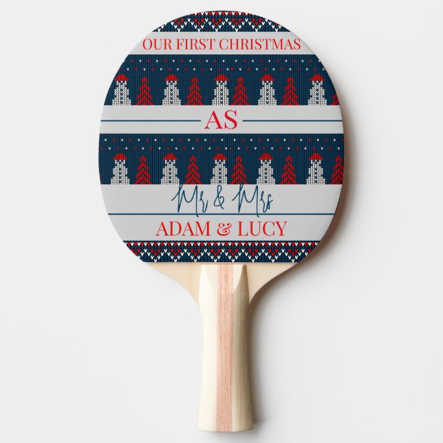 Our first Christmas Mr and Mrs | newlywed  Ping Pong Paddle (Front)