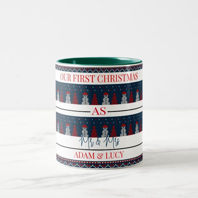 Our first Christmas Mr and Mrs | newlywed  Two-Tone Coffee Mug (Center)