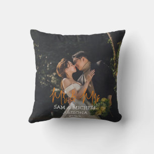 Our first Christmas Mr. and Mrs. newlywed wood Cushion