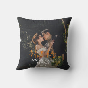 Our first Christmas Mr. and Mrs. newlywed wood  Cushion