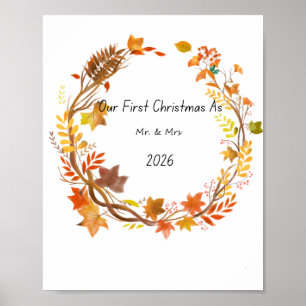 Our First Christmas Mr & Mrs 2026 Engagement Gift Poster