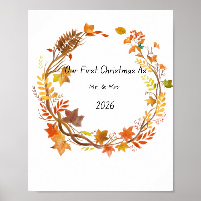 Our First Christmas Mr & Mrs 2026 Engagement Gift Poster (Front)