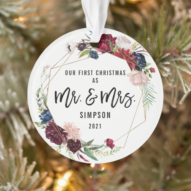 Our First Christmas Mr & Mrs | First Married Photo Ornament (Tree)