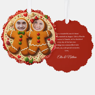 Our First Christmas Mr & Mrs Fun Gingerbread Photo Tree Decoration Card