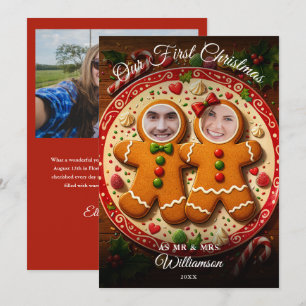 Our First Christmas Mr Mrs Gingerbread 3 Photo Holiday Card