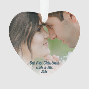 Our First Christmas Mr & Mrs Heart Photo Keepsake Ornament