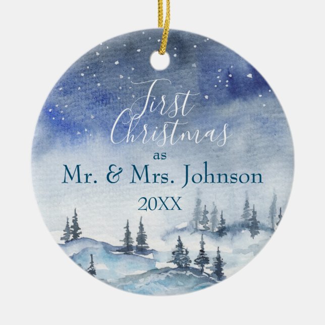 Our First Christmas Mr & Mrs | Married Ceramic Tree Decoration (Front)
