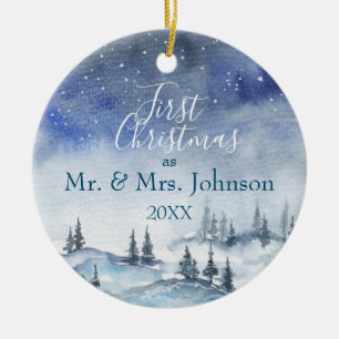 Our First Christmas Mr & Mrs   Married Year Ceramic Tree Decoration