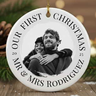 Our First Christmas – Mr & Mrs Photo Ceramic Tree Decoration