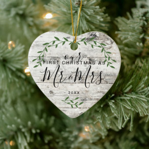 Our First Christmas Mr. Mrs. Photo Ceramic Tree Decoration