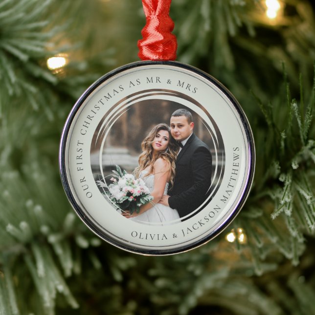 Our First Christmas Mr & Mrs Photo Metal Tree Decoration (Tree)