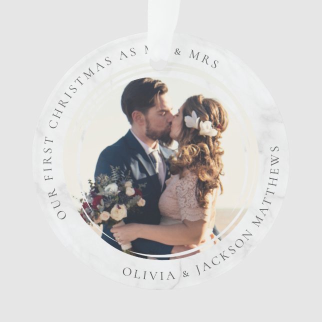 Our First Christmas Mr & Mrs Photo Ornament (Front)