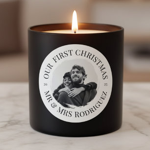 Our First Christmas – Mr & Mrs Round Photo Sticker