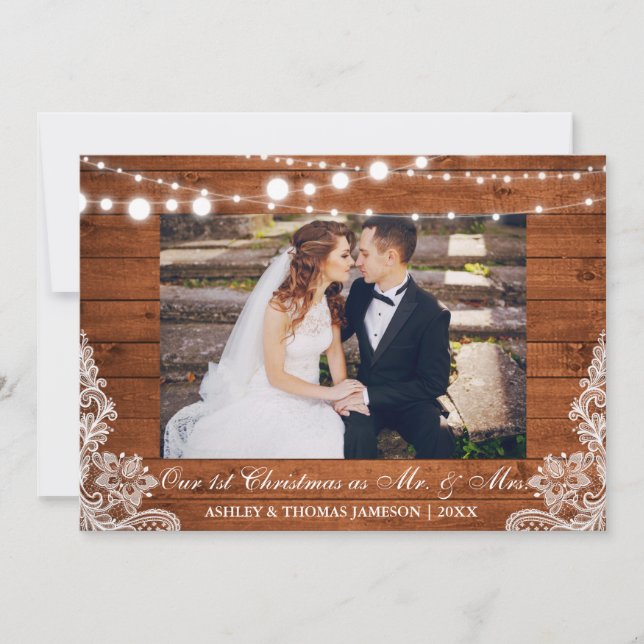 Our First Christmas Mr. & Mrs. Rustic Card (Front)