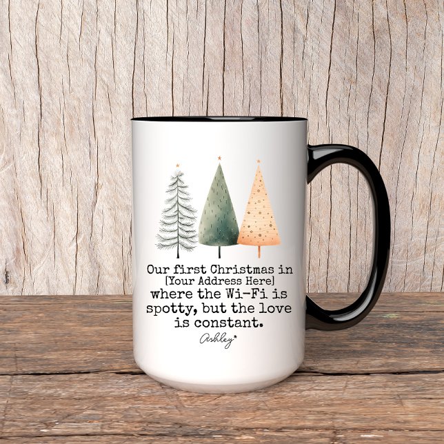 Our First Christmas Mug, Custom Address & Name Mug (our first Christmas mug, personalized mug, custom address mug, Christmas vibes mug, first Christmas)