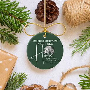 Our First Christmas New Home Cottage PHOTO Ceramic Tree Decoration