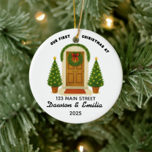 Our First Christmas New Home Custom Address Orname Ceramic Tree Decoration