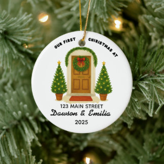 Our First Christmas New Home Custom Address Orname Ceramic Tree Decoration