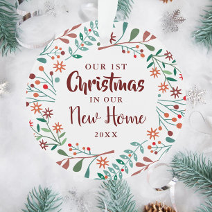 Our First Christmas New Home Holiday Floral Ornament