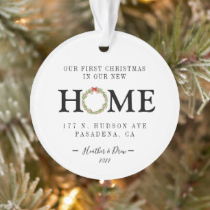 Our First Christmas New Home House Wreath Custom Ornament