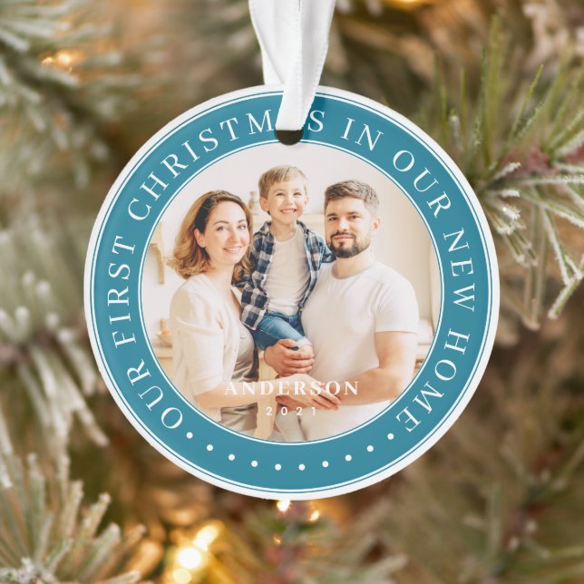  Our First Christmas New Home Modern Simple Photo Ornament (Tree)