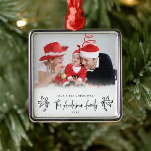 Our First Christmas New Parent Baby's Photo Metal Tree Decoration
