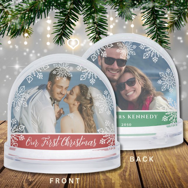 Our First Christmas Newlywed 2 Photo Keepsake Snowglobe (Creator Uploaded)