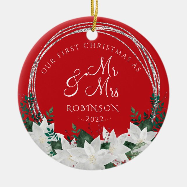 Our First Christmas Newlywed Christmas Ceramic Tree Decoration (Front)