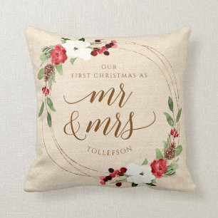 Our First Christmas Newlywed Christmas Winter Cushion