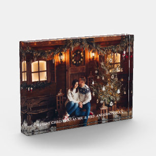 Our First Christmas Newlywed Couple Photo Block