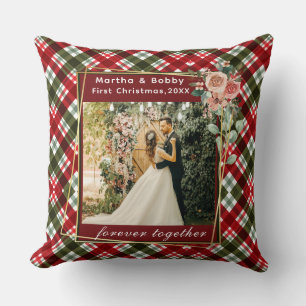 Our First Christmas Newlywed Photo  Cushion