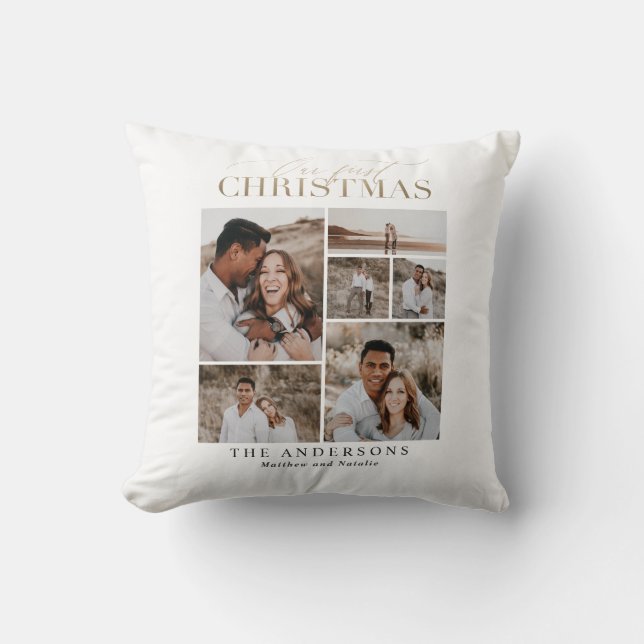 our first christmas newlywed photo cushion (Front)