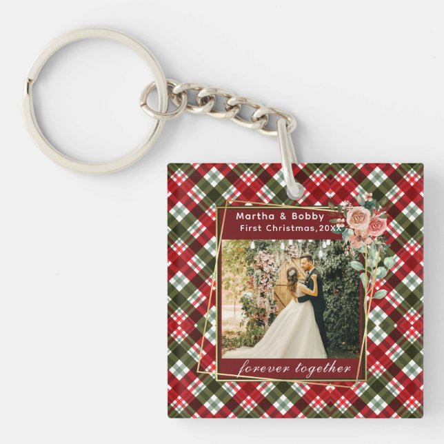 Our First Christmas Newlywed Photo Key Ring (Front)