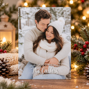 Our First Christmas Newlywed Photo Personalised Holiday Postcard