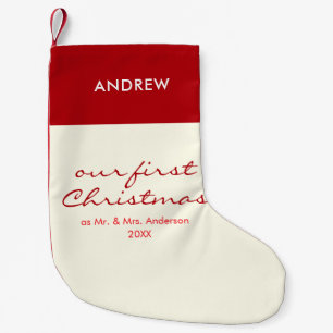 Our First Christmas Newlyweds Custom Name Script Small Christmas Stocking