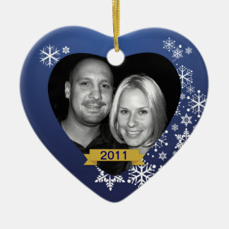 Our First Christmas Ornament Blue Snowflake Custom