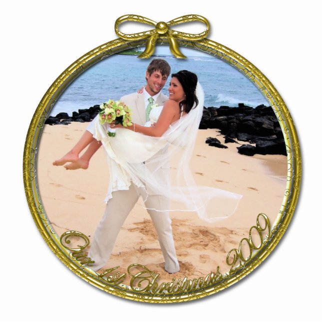 Our First Christmas Ornament Photo Sculpture Decoration (Front)