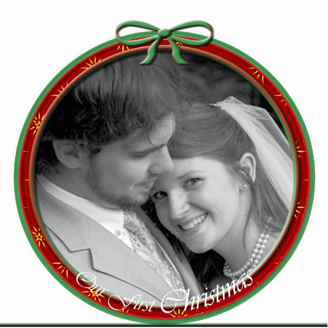 Our First Christmas Ornament Photo Sculpture Decoration (Front)