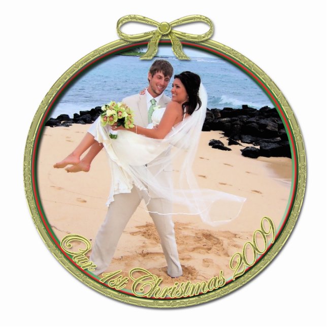 Our First Christmas Ornament Photo Sculpture Decoration (Front)