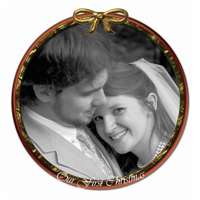 Our First Christmas Ornament Photo Sculpture Decoration (Front)