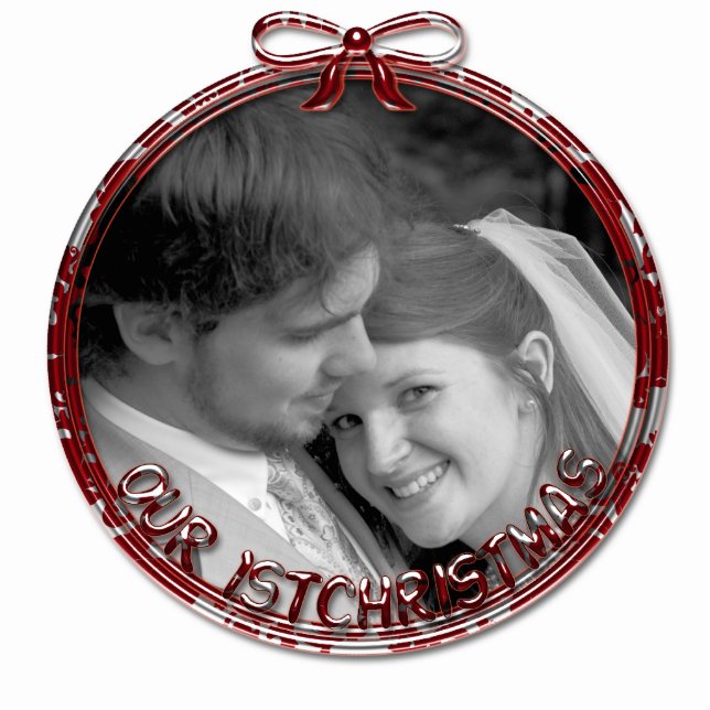 Our First Christmas Ornament Photo Sculpture Decoration (Front)