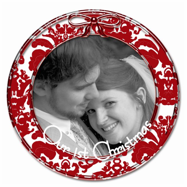 Our First Christmas Ornament Photo Sculpture Decoration (Front)