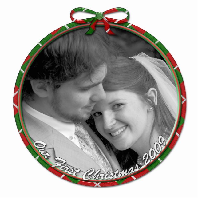 Our First Christmas Ornament Photo Sculpture Decoration (Front)