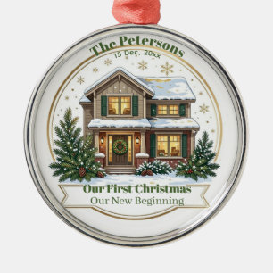 Our First Christmas Our New Beginning Photo Home Metal Tree Decoration