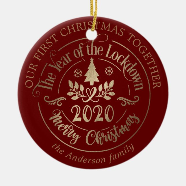 Our first Christmas pandemic lockdown merry photo Ceramic Tree Decoration (Front)